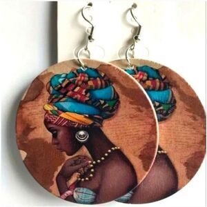 Super cute african head wrap dangle earrings